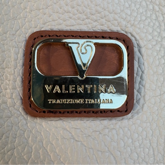 Valentina Italian Pebbled Leather Cream White Hobo Shoulder Bag Adjustable Strap - Picture 10 of 11